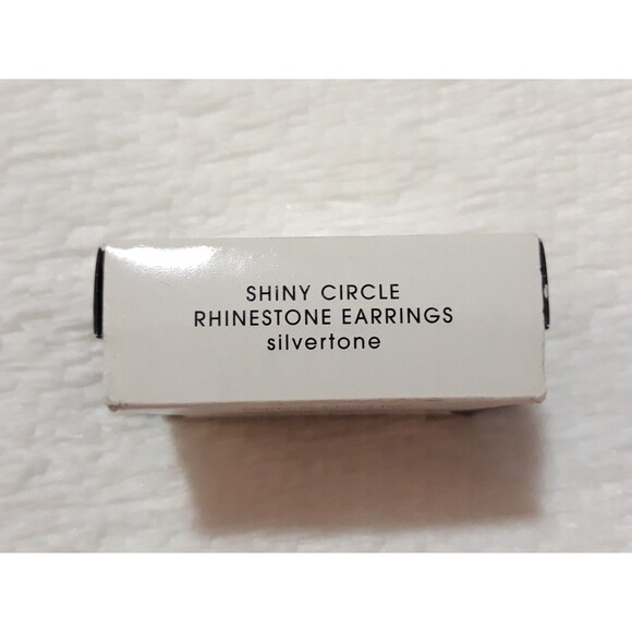 AVON SHINY CIRCLE RHINESTONE EARRINGS (SILVERTONE) ~ NEW!!! - Picture 4 of 6